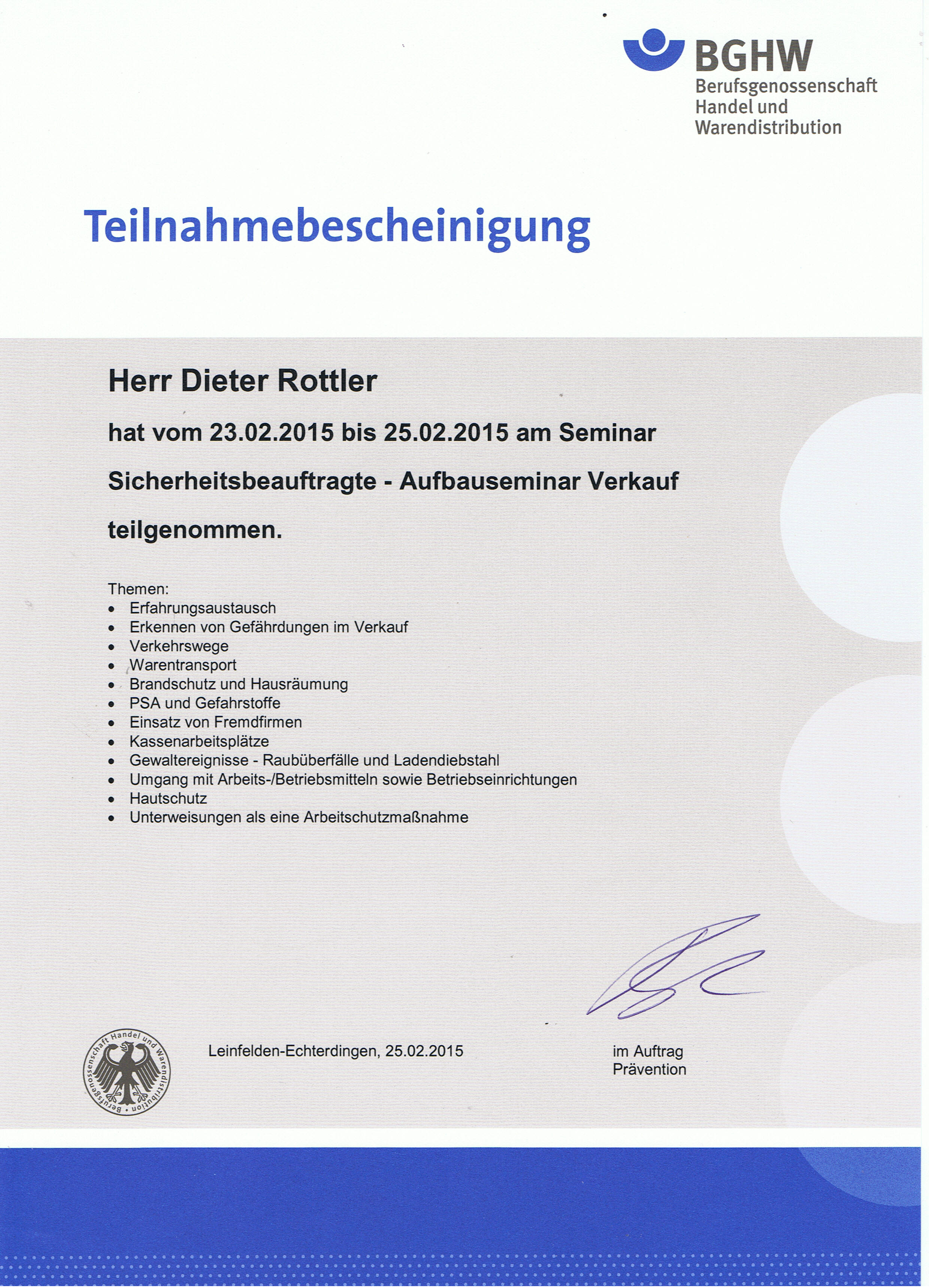 SIB Lehrgang 2015